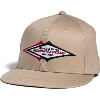 Beżowa płaska czapka snapback Skateboarding WW24 od Wheels And Waves