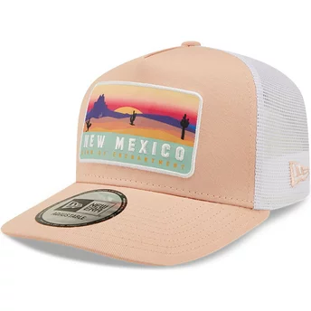 Różowa i biała czapka trucker New Mexico A Frame Location od New Era