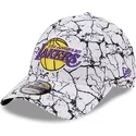 kepure-islenkta-balta-reguliuojamas-9forty-marble-los-angeles-lakers-nba-new-era