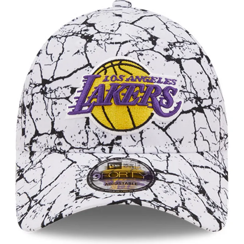 kepure-islenkta-balta-reguliuojamas-9forty-marble-los-angeles-lakers-nba-new-era