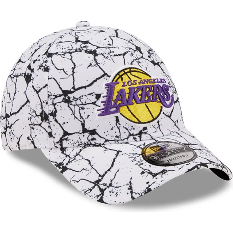 kepure-islenkta-balta-reguliuojamas-9forty-marble-los-angeles-lakers-nba-new-era