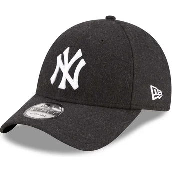 New Era Curved Brim 9FORTY The League Melton Wool New York Yankees MLB Black Adjustable Cap