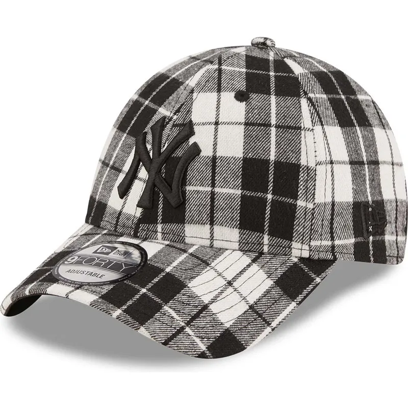 kepure-islenkta-juoda-reguliuojamas-9forty-plaid-new-york-yankees-mlb-new-era
