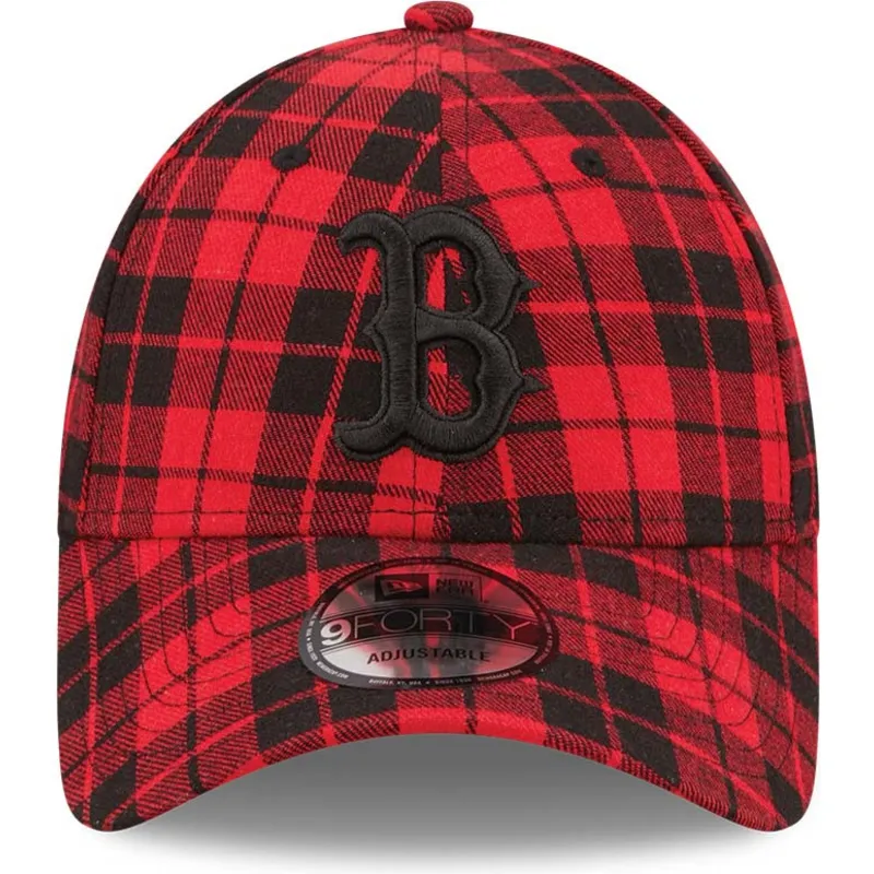kepure-islenkta-raudona-reguliuojamas-9forty-plaid-boston-red-sox-mlb-new-era