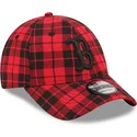 kepure-islenkta-raudona-reguliuojamas-9forty-plaid-boston-red-sox-mlb-new-era