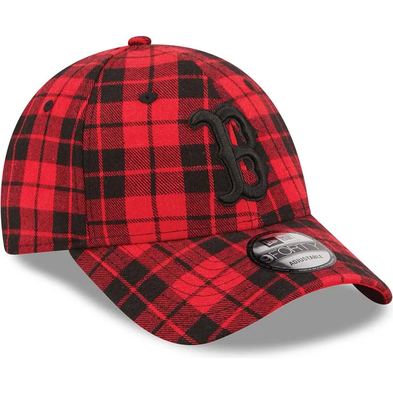 kepure-islenkta-raudona-reguliuojamas-9forty-plaid-boston-red-sox-mlb-new-era
