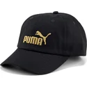 czarna-regulowana-czapka-z-zakrzywionym-daszkiem-z-zlotym-logo-essentials-od-pumy