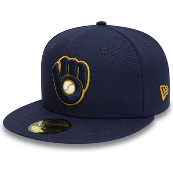 Cap plokščia navy blue ajustada 59FIFTY Authentic On Field Milwaukee Brewers MLB New Era