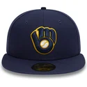 kepure-plokscia-tamsiai-melyna-priglundantis-59fifty-authentic-on-field-milwaukee-brewers-mlb-new-era