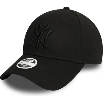 Czarna regulowana czapka z zakrzywionym daszkiem z czarnym logo dla kobiet 9FORTY Essential New York Yankees MLB New Era