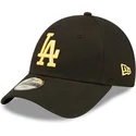 czarna-zakrzywiona-regulowana-czapka-dziecieca-z-zlotym-logo-9forty-league-essential-los-angeles-dodgers-mlb-od-new-era