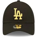 czarna-zakrzywiona-regulowana-czapka-dziecieca-z-zlotym-logo-9forty-league-essential-los-angeles-dodgers-mlb-od-new-era