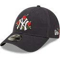 kepure-islenkta-tamsiai-melyna-reguliuojamas-9forty-flower-new-york-yankees-mlb-new-era