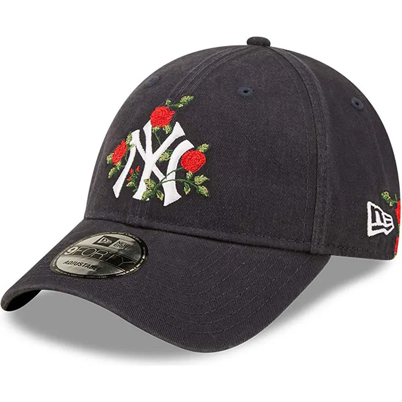 kepure-islenkta-tamsiai-melyna-reguliuojamas-9forty-flower-new-york-yankees-mlb-new-era