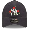kepure-islenkta-tamsiai-melyna-reguliuojamas-9forty-flower-new-york-yankees-mlb-new-era