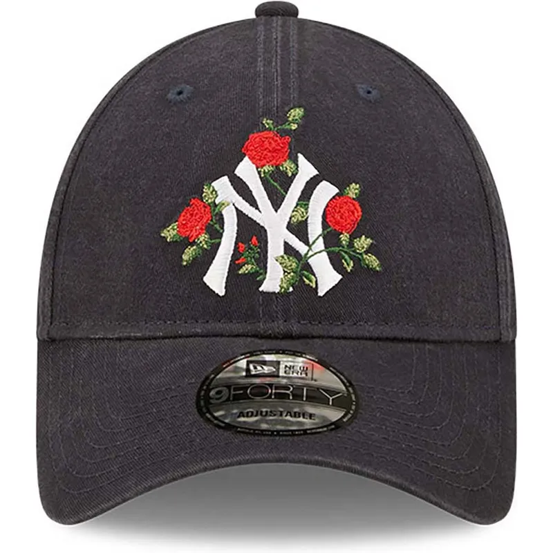 kepure-islenkta-tamsiai-melyna-reguliuojamas-9forty-flower-new-york-yankees-mlb-new-era