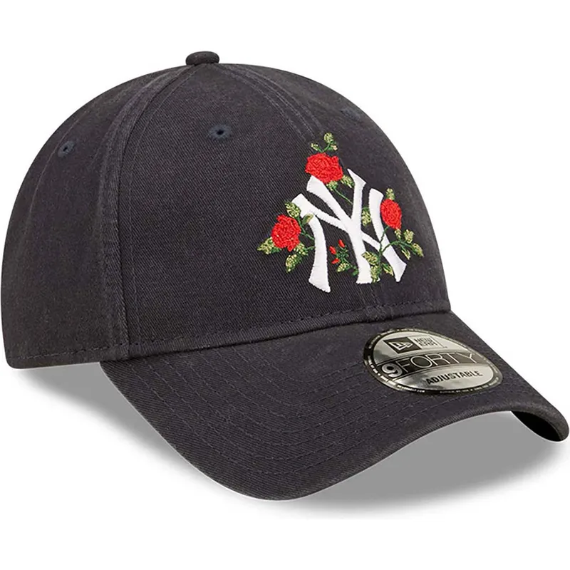 kepure-islenkta-tamsiai-melyna-reguliuojamas-9forty-flower-new-york-yankees-mlb-new-era