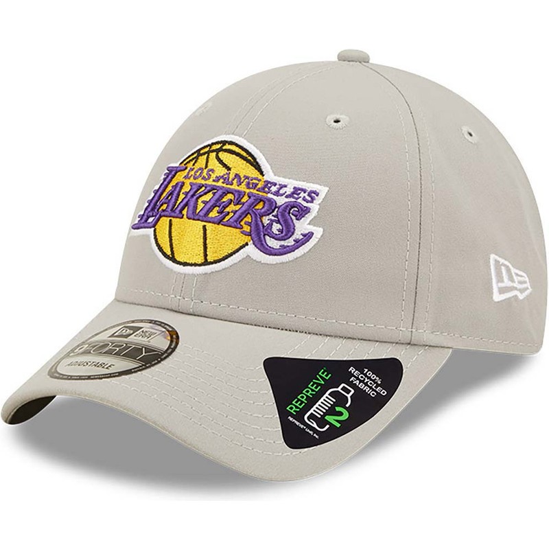 new-era-curved-brim-9forty-repreve-los-angeles-lakers-nba-grey-adjustable-cap