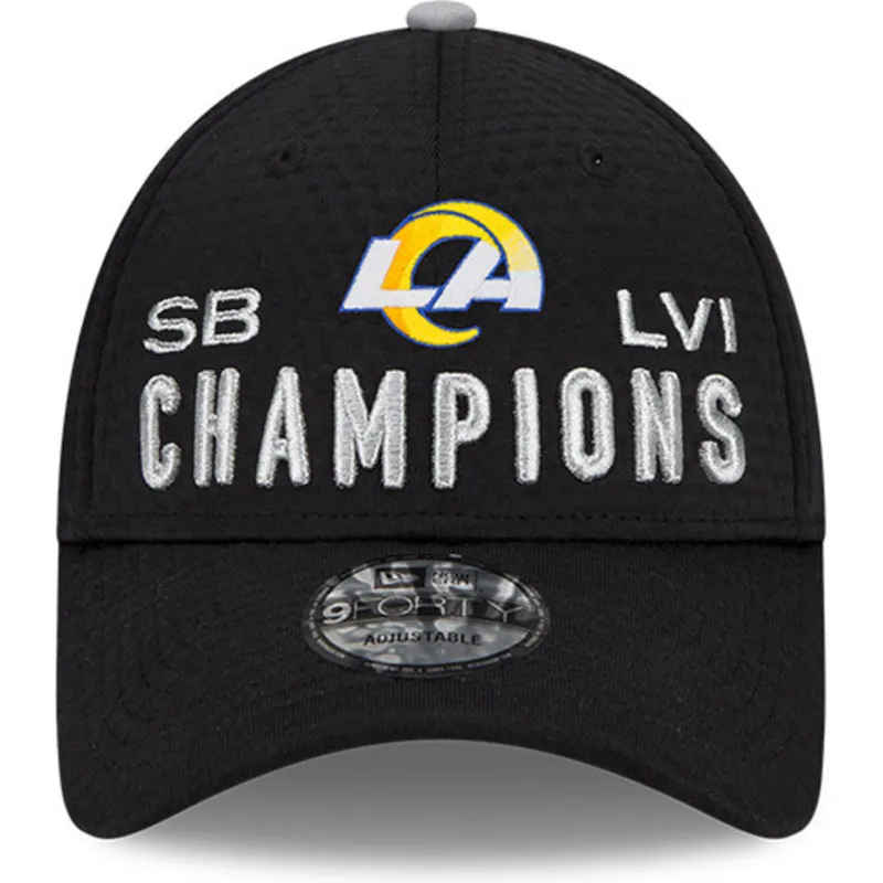 kepure-islenkta-juoda-reguliuojama-juostele-9forty-super-bowl-champions-lvi-2022-los-angeles-rams-nfl-new-era