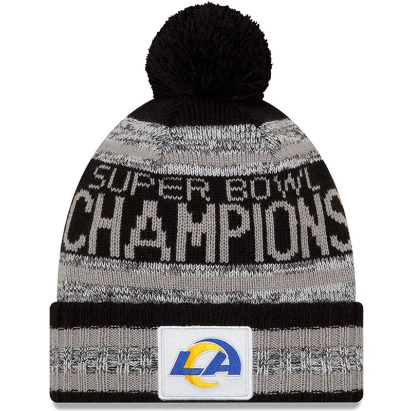 kepure-su-bumbulu-juoda-parade-knit-super-bowl-champions-lvi-2022-los-angeles-rams-nfl-new-era