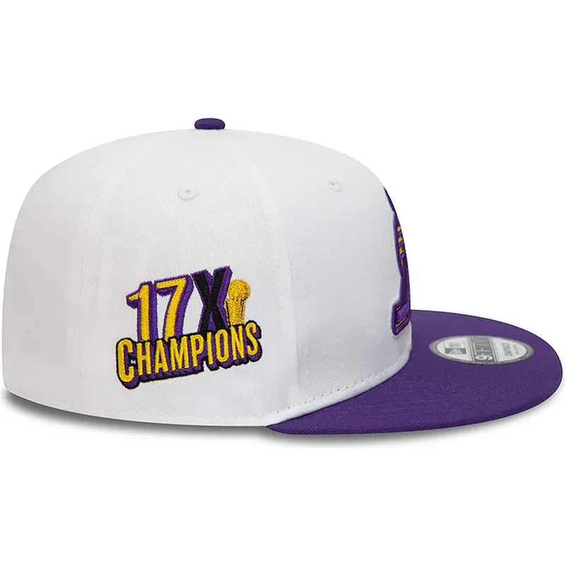 kepure-plokscia-balta-snapback-9fifty-crown-patches-champions-los-angeles-lakers-nba-new-era