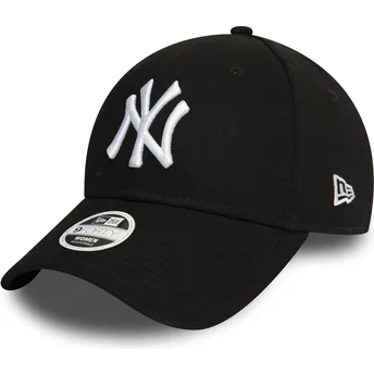 Czarna regulowana czapka z zakrzywionym daszkiem dla kobiet 9FORTY Essential New York Yankees MLB New Era