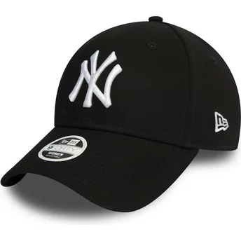 New Era Curved Brim Women 9FORTY Essential New York Yankees MLB Black Adjustable Cap