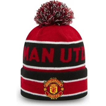 New Era Cuff Jake Manchester United Football Club Premier League Red and Black Beanie with Pompom