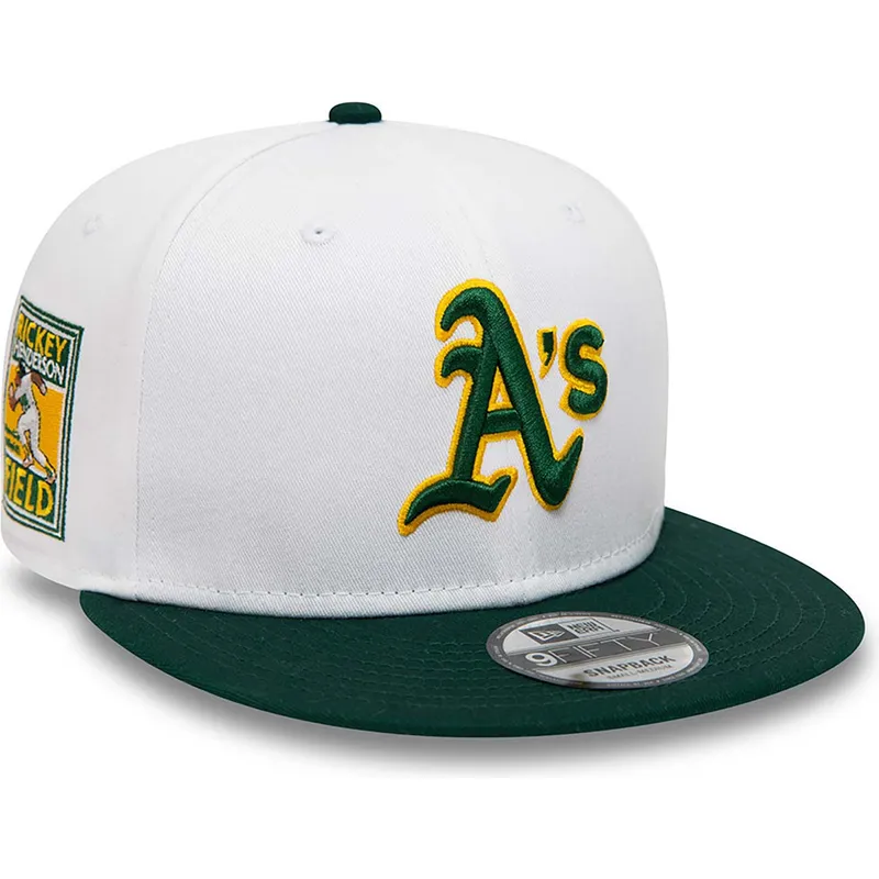 kepure-plokscia-balta-snapback-rickey-henderson-9fifty-crown-patches-oakland-athletics-mlb-new-era