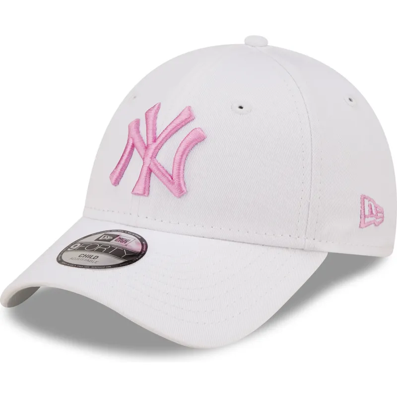 kepure-islenkta-balta-reguliuojamas-vaikams-rosa-9forty-league-essential-new-york-yankees-mlb-new-era