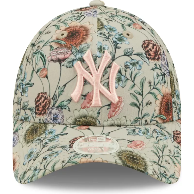 new-era-curved-brim-women-9forty-all-over-print-floral-new-york-yankees-mlb-beige-adjustable-cap