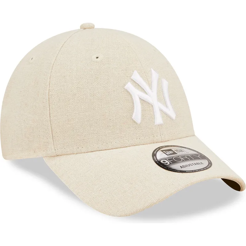 bezowa-regulowana-czapka-z-zakrzywionym-daszkiem-9forty-linen-new-york-yankees-mlb-new-era