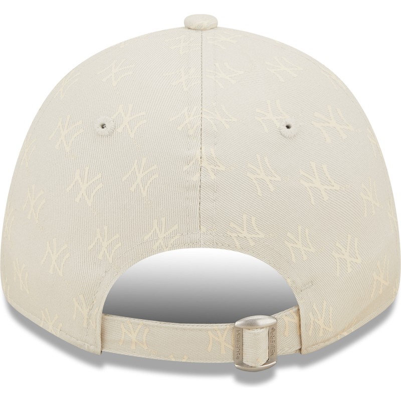 new-era-curved-brim-women-9forty-monogram-new-york-yankees-mlb-beige-adjustable-cap