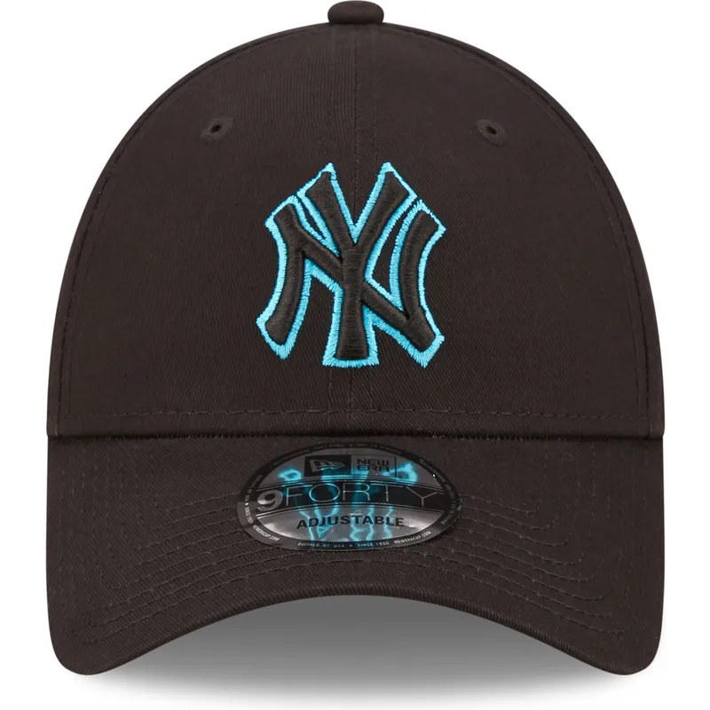 kepure-islenkta-juoda-reguliuojamas-9forty-neon-outline-new-york-yankees-mlb-new-era