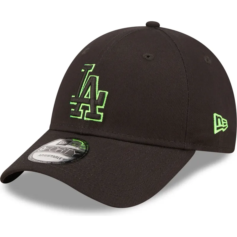kepure-islenkta-juoda-reguliuojamas-9forty-neon-outline-los-angeles-dodgers-mlb-new-era