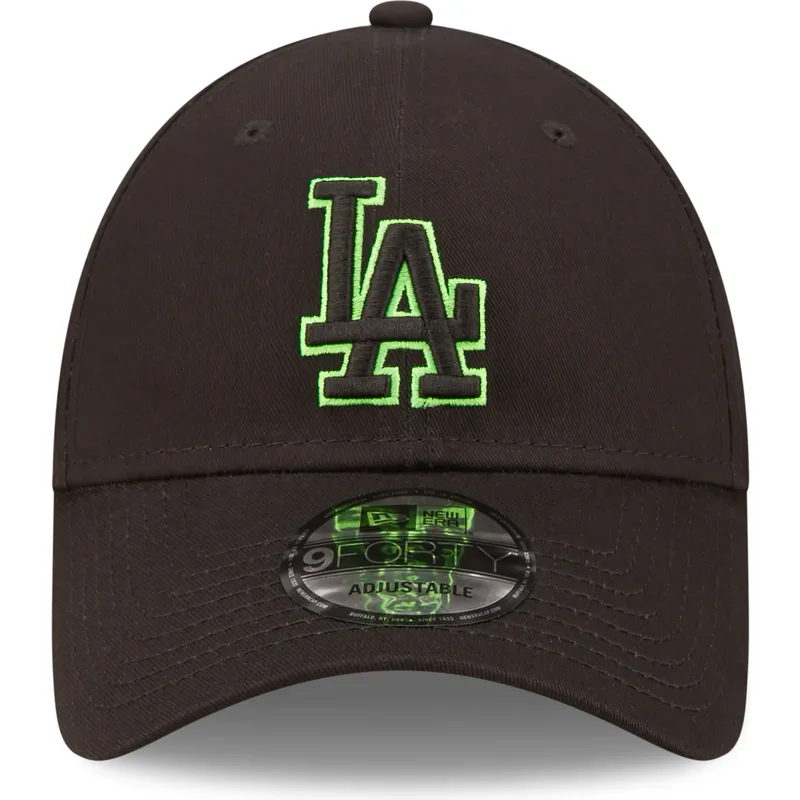 kepure-islenkta-juoda-reguliuojamas-9forty-neon-outline-los-angeles-dodgers-mlb-new-era