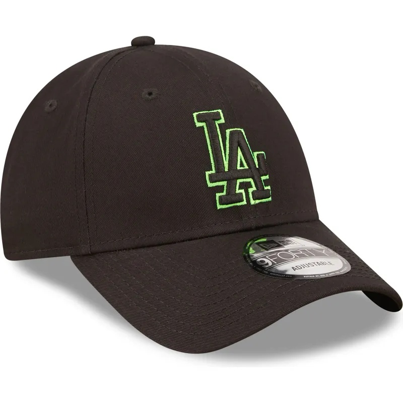 kepure-islenkta-juoda-reguliuojamas-9forty-neon-outline-los-angeles-dodgers-mlb-new-era