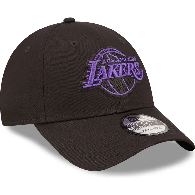 kepure-islenkta-juoda-reguliuojamas-9forty-neon-outline-los-angeles-lakers-nba-new-era