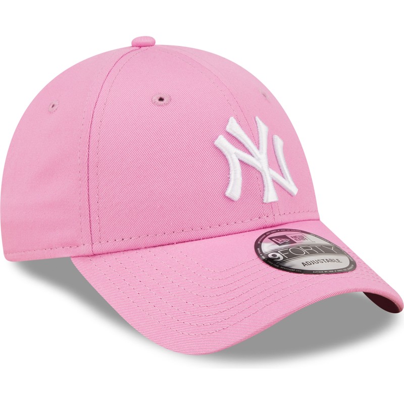 new-era-curved-brim-white-logo-9forty-league-essential-new-york-yankees-mlb-pink-adjustable-cap