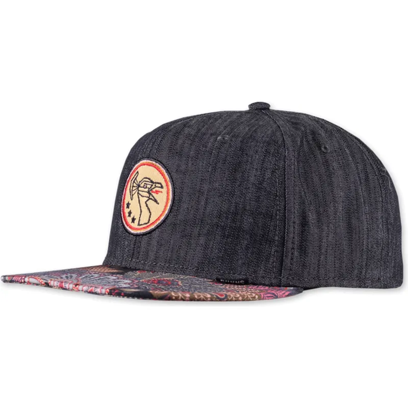 kepure-plokscia-juoda-snapback-peacock-linen-rev-djinns