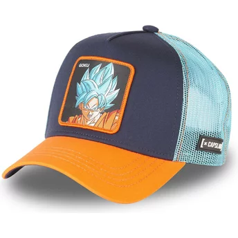 Capslab Son Goku Super Saiyan Blue CAS GOK2 Dragon Ball Navy Blue and Orange Trucker Hat