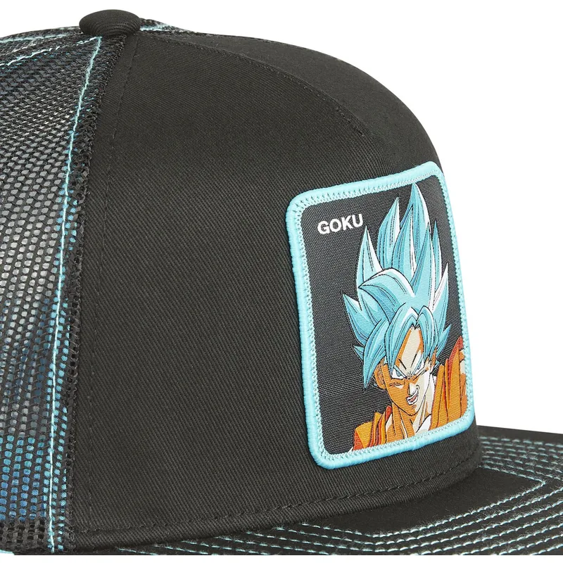 czapka-plaska-trucker-czarna-i-niebieska-son-goku-super-saiyan-blue-sa1-dragon-ball-od-capslab