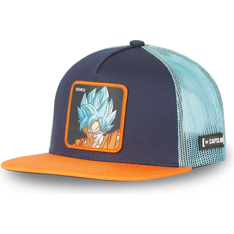 czapka-plaska-trucker-granatowa-i-pomaranczowa-son-goku-super-saiyan-blue-sa2-dragon-ball-od-capslab