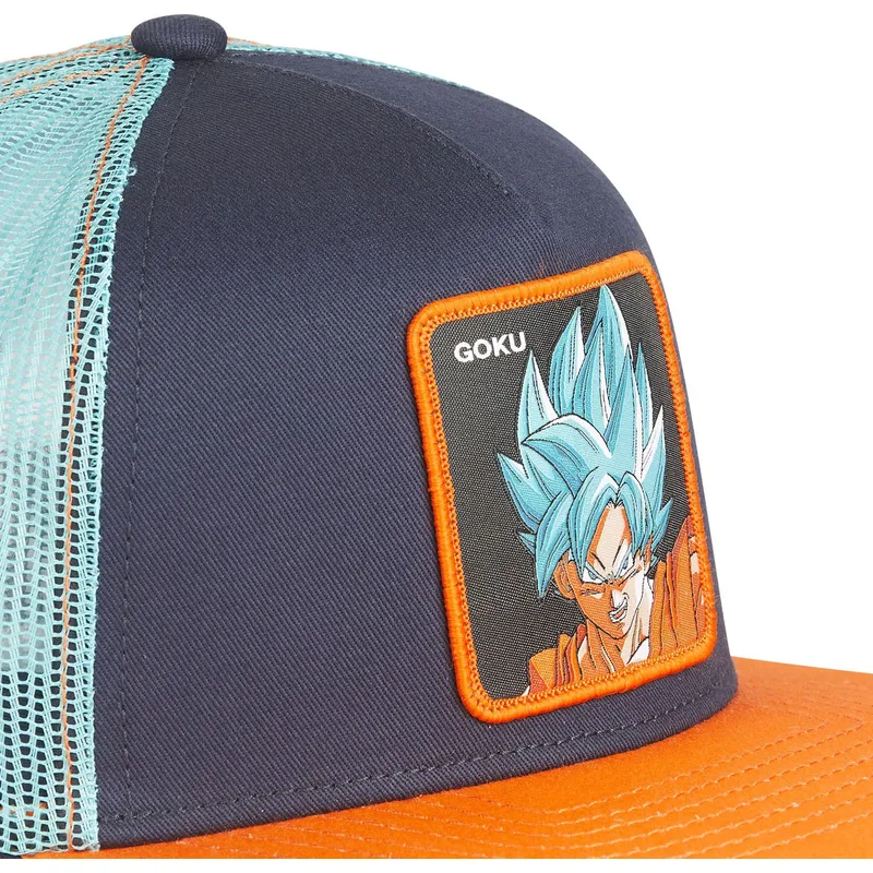 czapka-plaska-trucker-granatowa-i-pomaranczowa-son-goku-super-saiyan-blue-sa2-dragon-ball-od-capslab
