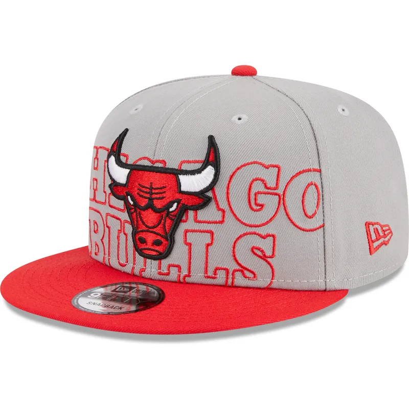 szara-i-czerwona-czapka-z-daszkiem-snapback-9fifty-draft-edition-2023-chicago-bulls-nba-new-era