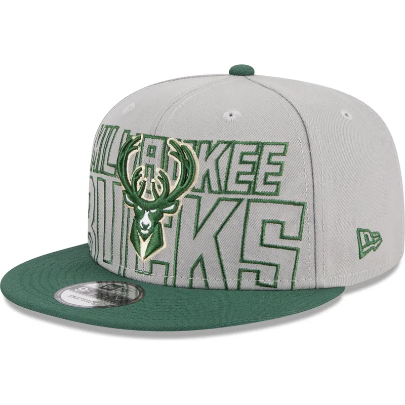 szara-i-zielona-czapka-z-daszkiem-snapback-9fifty-draft-edition-2023-milwaukee-bucks-nba-new-era