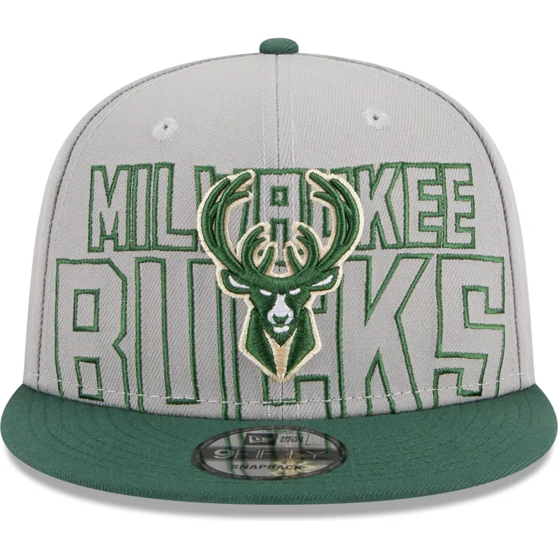 szara-i-zielona-czapka-z-daszkiem-snapback-9fifty-draft-edition-2023-milwaukee-bucks-nba-new-era