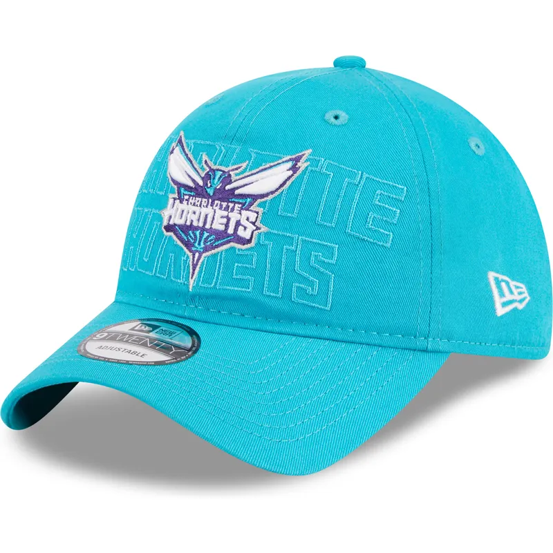 kepure-islenkta-melyna-reguliuojama-juostele-9twenty-draft-edition-2023-charlotte-hornets-nba-new-era