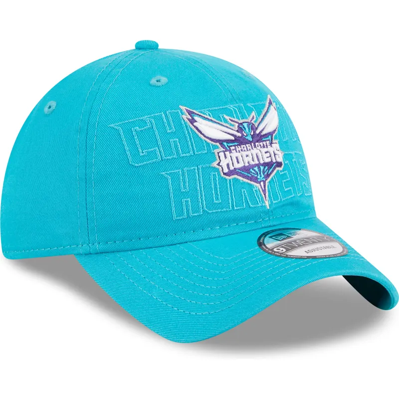 kepure-islenkta-melyna-reguliuojama-juostele-9twenty-draft-edition-2023-charlotte-hornets-nba-new-era