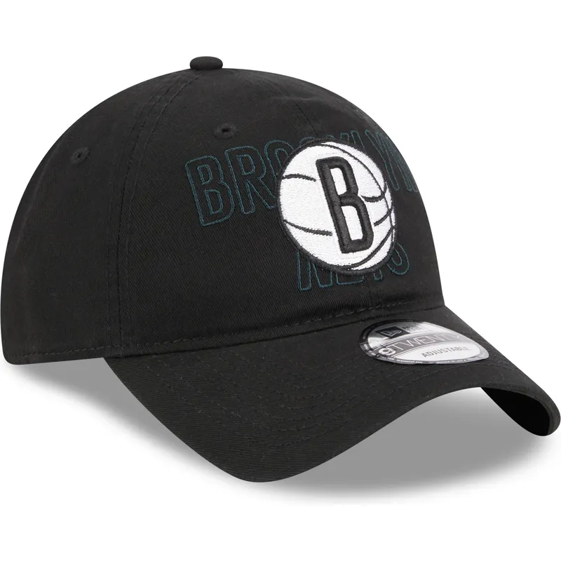kepure-islenkta-juoda-reguliuojama-juostele-9twenty-draft-edition-2023-brooklyn-nets-nba-new-era